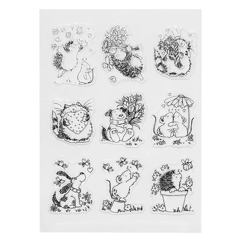 

1pc DIY Cute Hedgehog Pattern Transparent Clear Seal Card Scrapbooking Photo Album Decorative Silicone Stamp Sheets