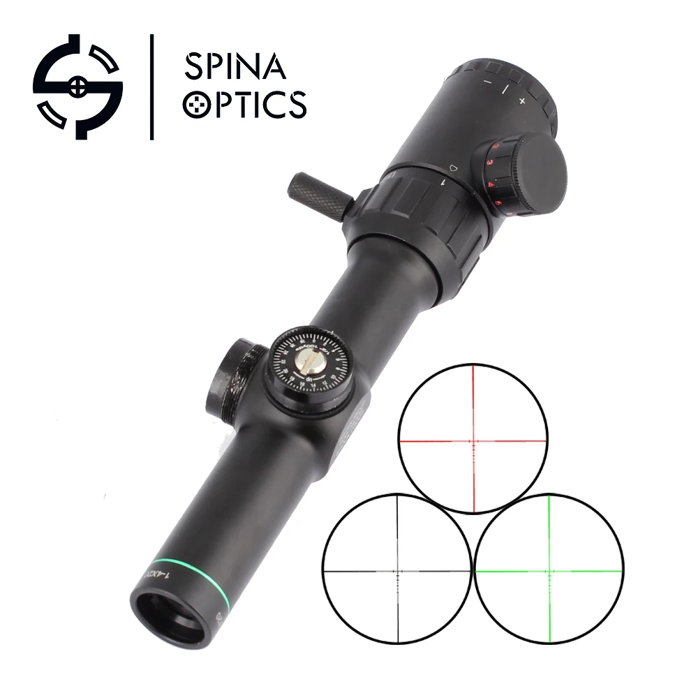 سبينا البصريات الصيد الهواء بندقية Riflescope الأخضر الأحمر مضيئة 1-4x20 المدى مكتشف شبكاني البصر مع 25.4 مللي متر نطاق جبل السكك الحديدية