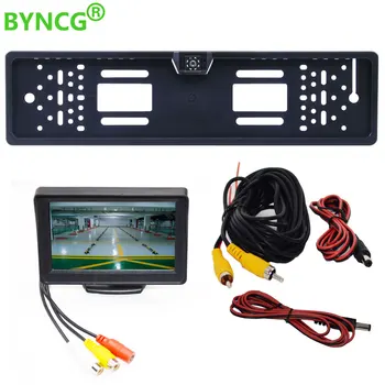 

4.3TFT Car Monitor + Rear View Camera Waterproof EU European License Plate Frame Parktronic Reverse Night Vision Backup Camera