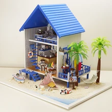 DIY Модель Кукольный дом Миниатюрный Кукольный домик с мебели светодиодный 3D деревянный дом, игрушки для детей ручной работы A029# E