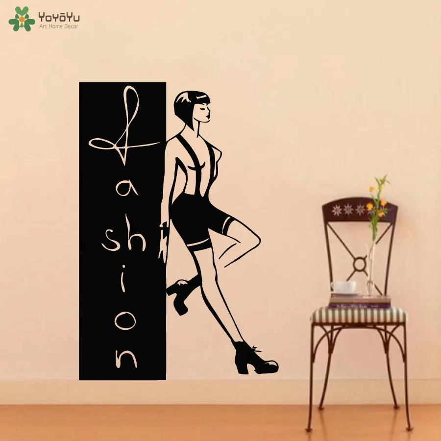 

Girls Beauty Salon Wall Sticker Fashion Sign Window Wall Decal Special Design Woman Art Mural Decor Poster Interior StickerSY263