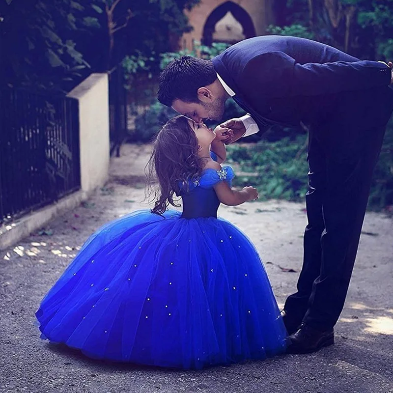 royal blue flower girl gown