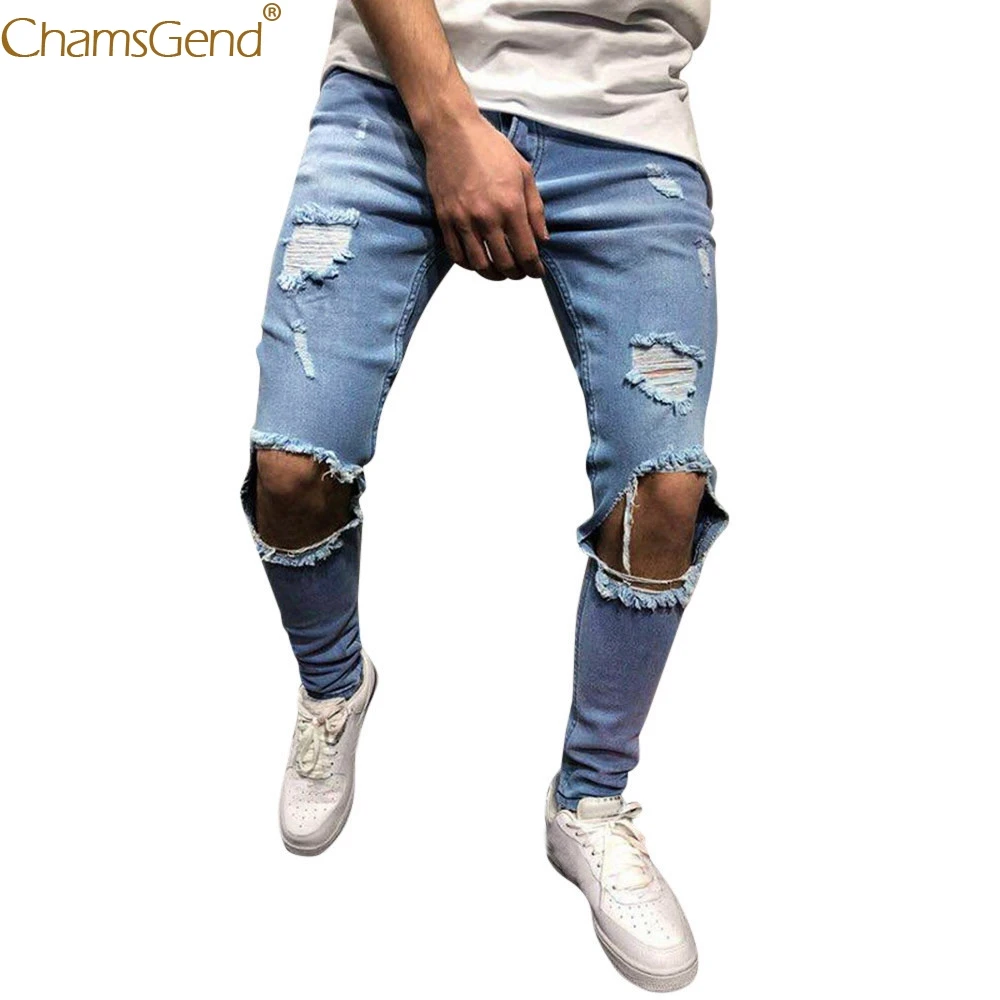 

Fashion Jeans Hip Hop pants casual size pants Skinny Stretch Denim Pants Distressed Ripped Freyed Mar
