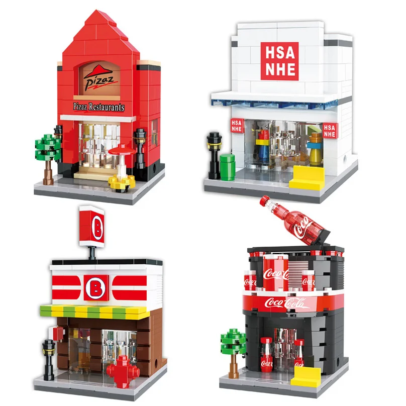 

2019 New Mini Street View Building Blocks DIY Doll House Models Building Bricks Toys Learning Education Kids Toys Vip Link