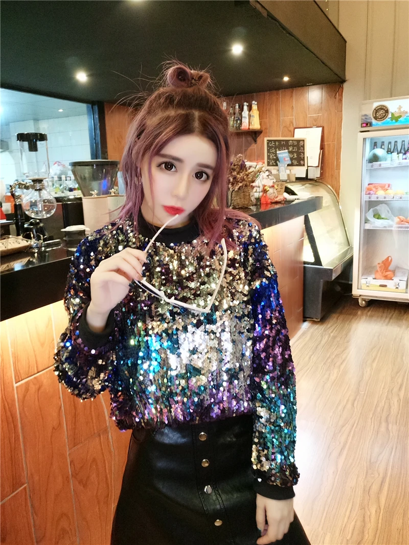 Missoov Harajuku спортивный костюм женские повседневные толстовки уличная Толстовка весна осень Женская толстовка вечерние топы с блестками Новинка