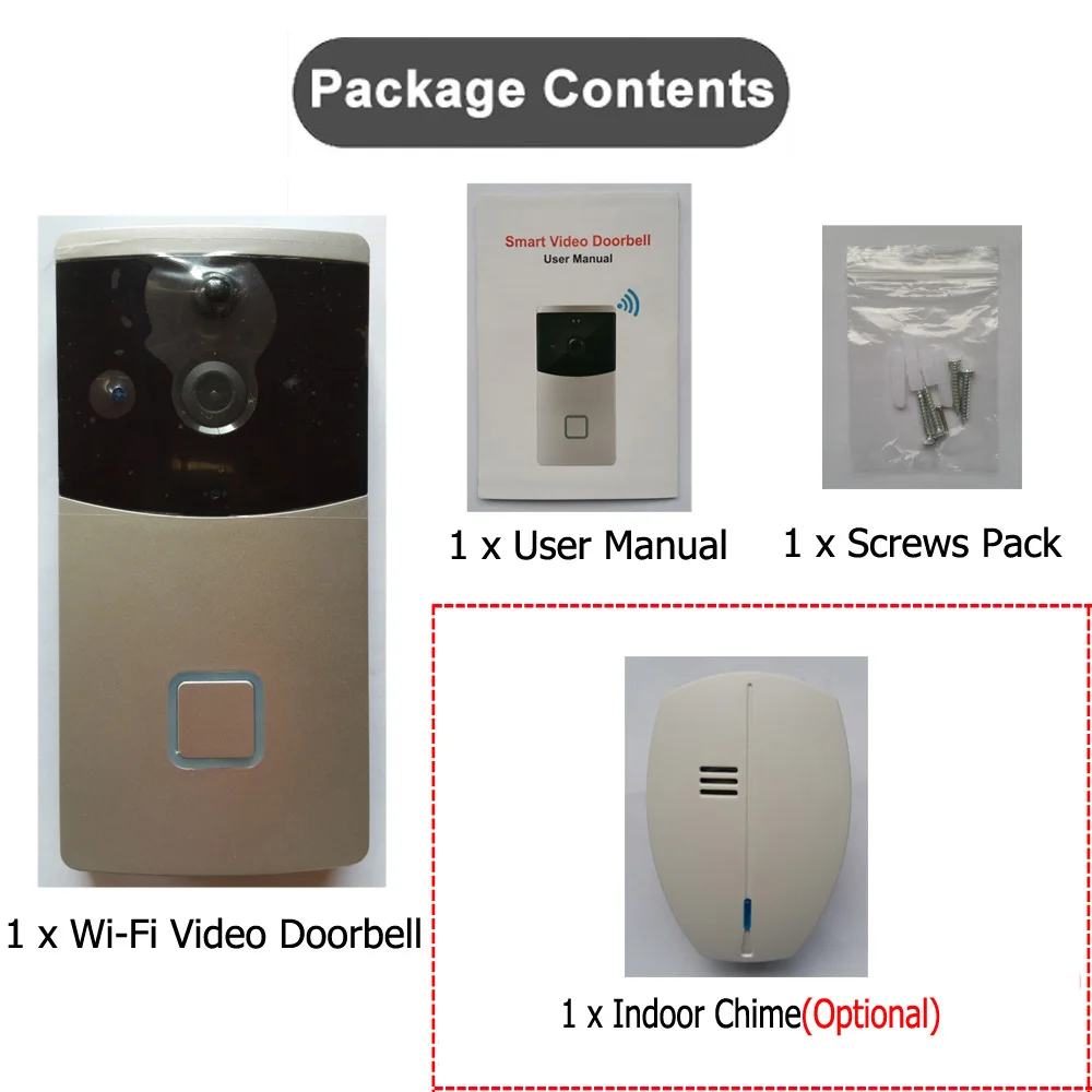 CUSAM Wireless Intercom Video Doorbell Wifi Smart 720P HD Camera Door Phone Bell Two Way Audio Night Vision Motion Sensor wireless video intercom system