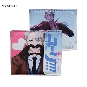 Anime Yuri On Ice COS Short Wallet Money Bag Unisex PU Cartoon Victor Nikiforov Purse Carteira Gift For Boys Girls