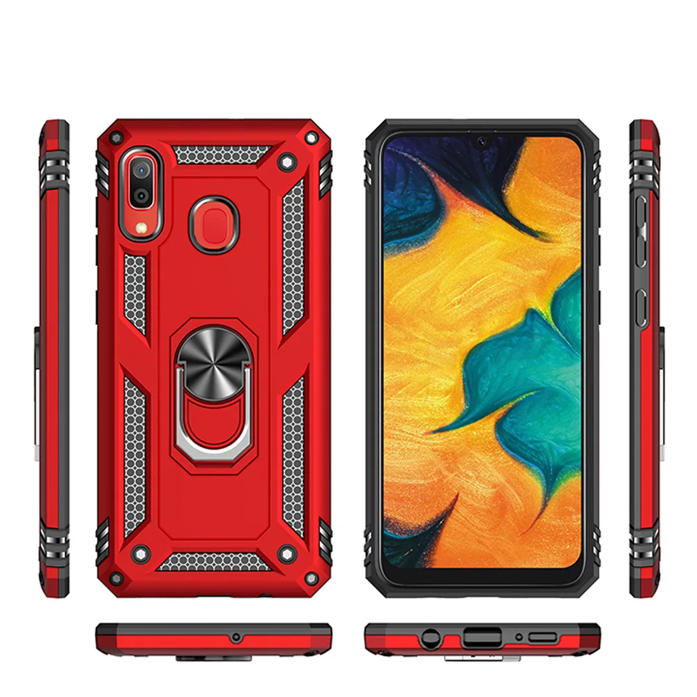 

For Samsung Galaxy A20/A30/A40/A50/A70 Case Dual Layer Military Armor Case Magnetic Ring Stand Shockproof case Hard Back Cover