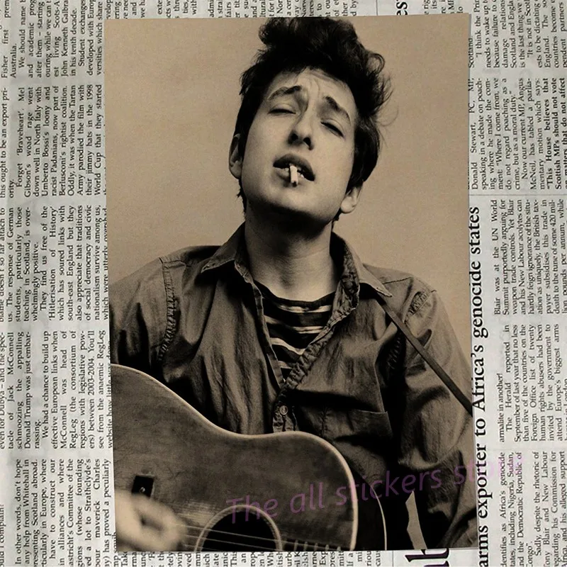 Bob Dylan poster. kraft paper posters decorative painting folk poet bar wall paintings retro poster/6012