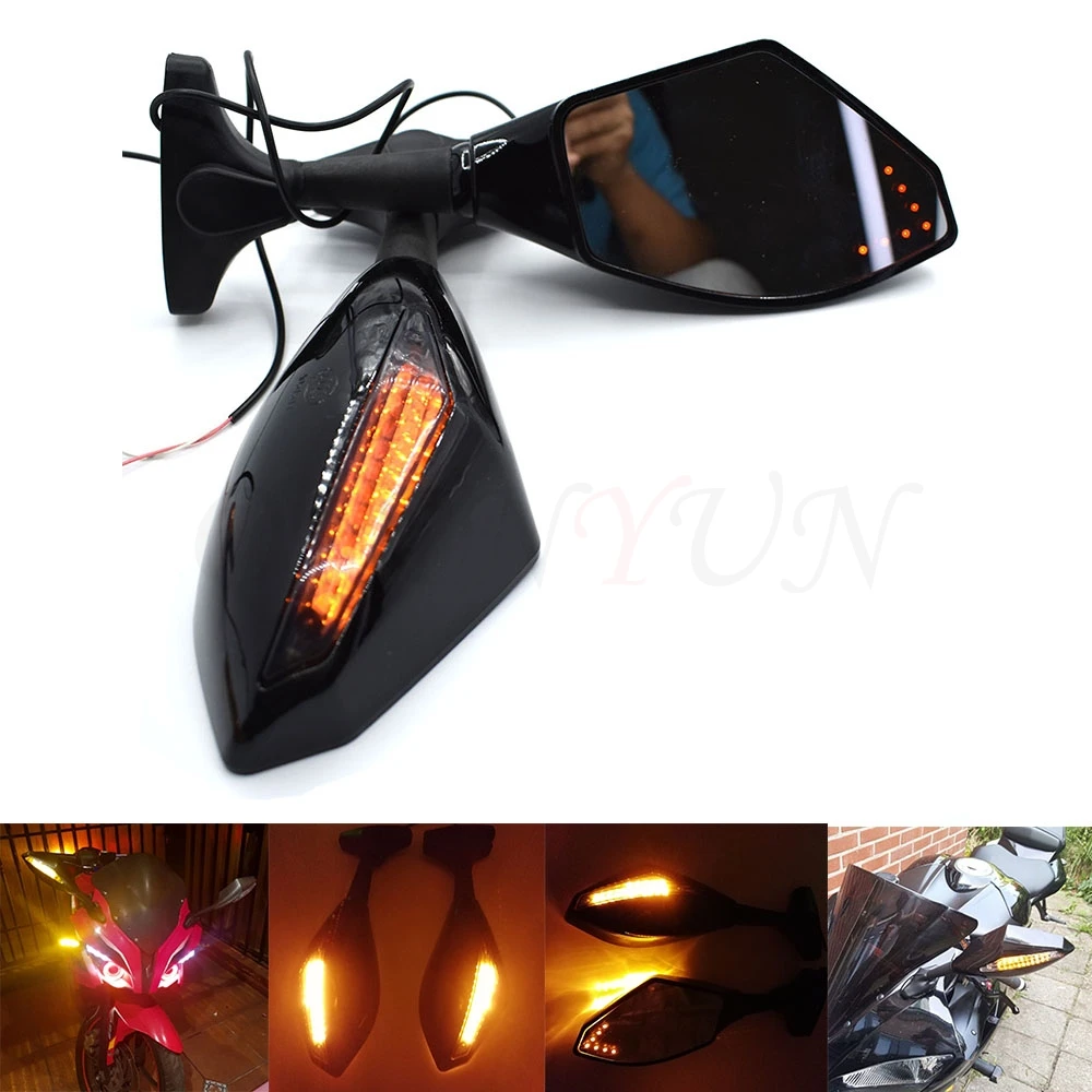 

Universal Motorcycle Rear View Side Wing Mirrors w/ LED Turn Signal Light For Yamaha FZ6 FAZER FZ6R FZ8 MT-07/FZ-07 FZ-09/MT-09