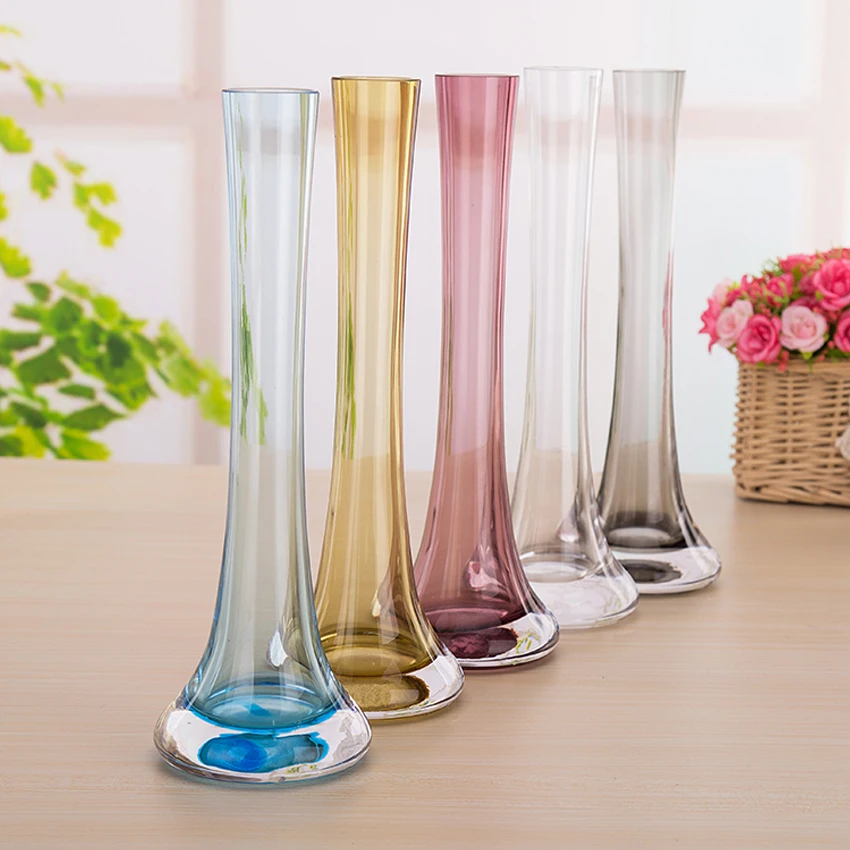 Modern Creative colorful Glass Vase Iron tower Vase Stained glass