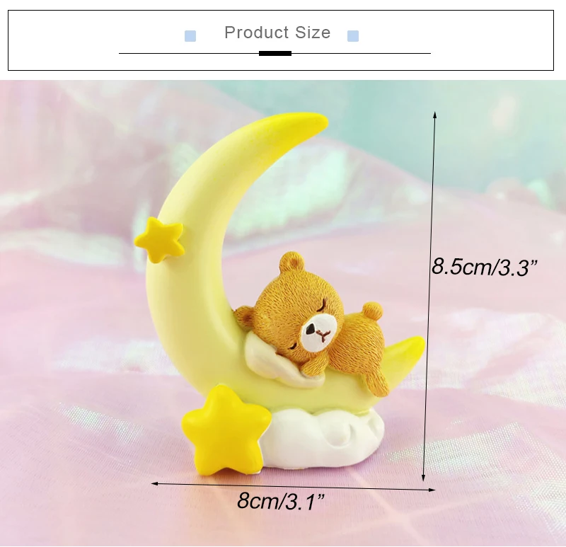 Креативные Мультяшные полимерные Луна фигурка медведя украшения милый Луна пирог в виде медвежонка выпечки украшения дома автомобиль настольные ремесла подарки на день рождения