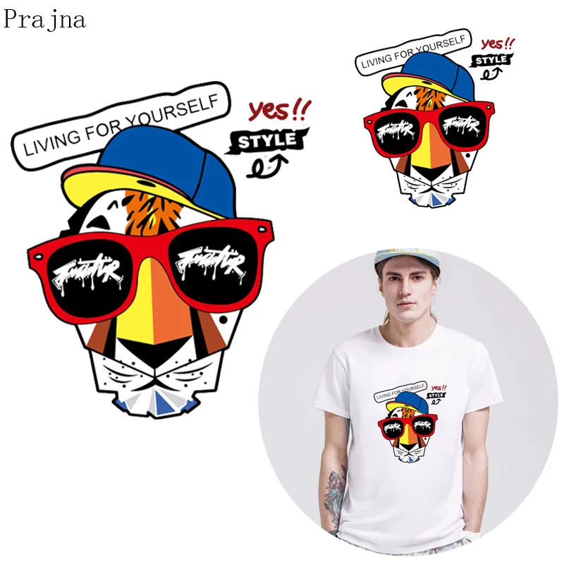

Prajna Printable Heat Transfer Vinyl Sticker Iron On Transfers For Clothing Shirt Lion Tiger Patch Applique Badge Parches Rock