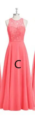 Коралловое платье подружки невесты, длинное шифоновое кружевное платье в пяти стилях, сделано в Китае, Новое поступление - Цвет: as picture model C