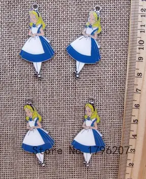 

20 pcs Cartoon Alice Wonderland Princess DIY Enamel Metal Charm Pendants DIY Jewelry Making Mobile Phone Accessories P13