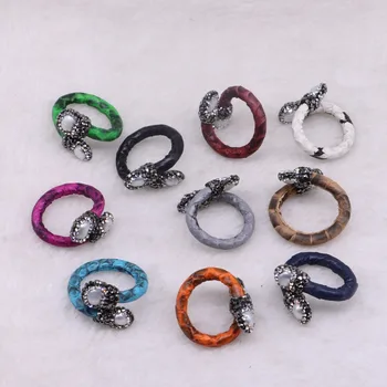 

8Pcs New design Tiny Double pearls ring mix color similar snake skin leather ring fashion women jewelry 3373