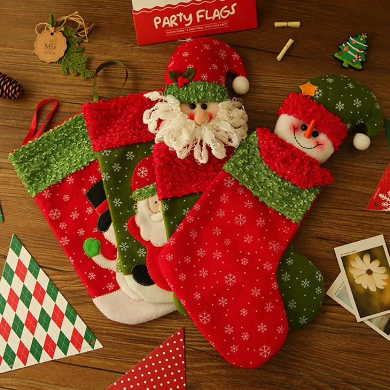 Christmas Socks For gift bag Santa Claus Socks Christmas Candy Bag