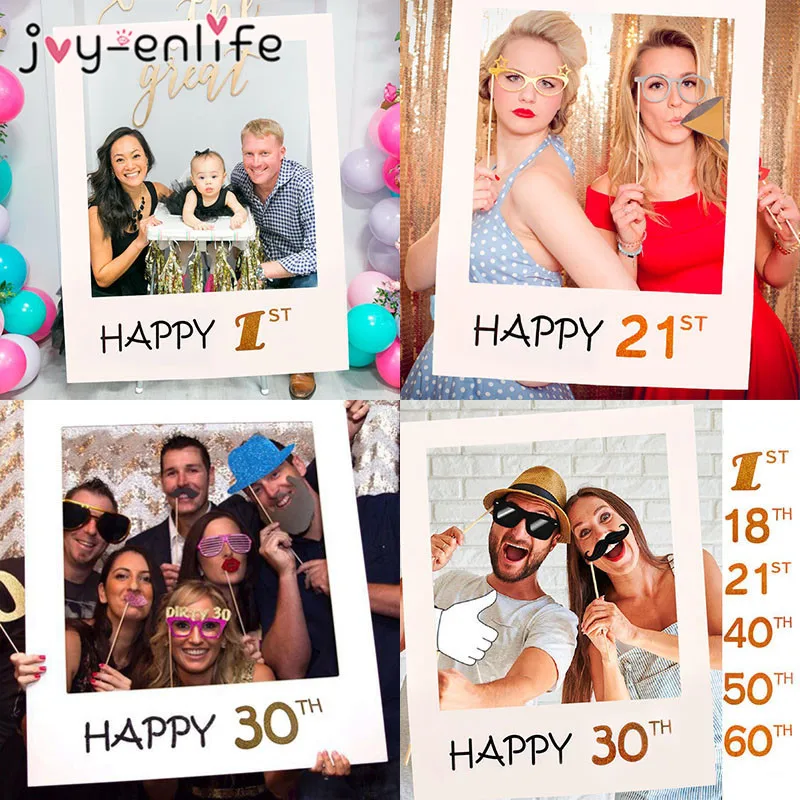 

30th 40th 50th 60th Photo Booth Frame Happy Birthday Photobooth Props Baby 1st Birthday Party Decoration Photo Booth