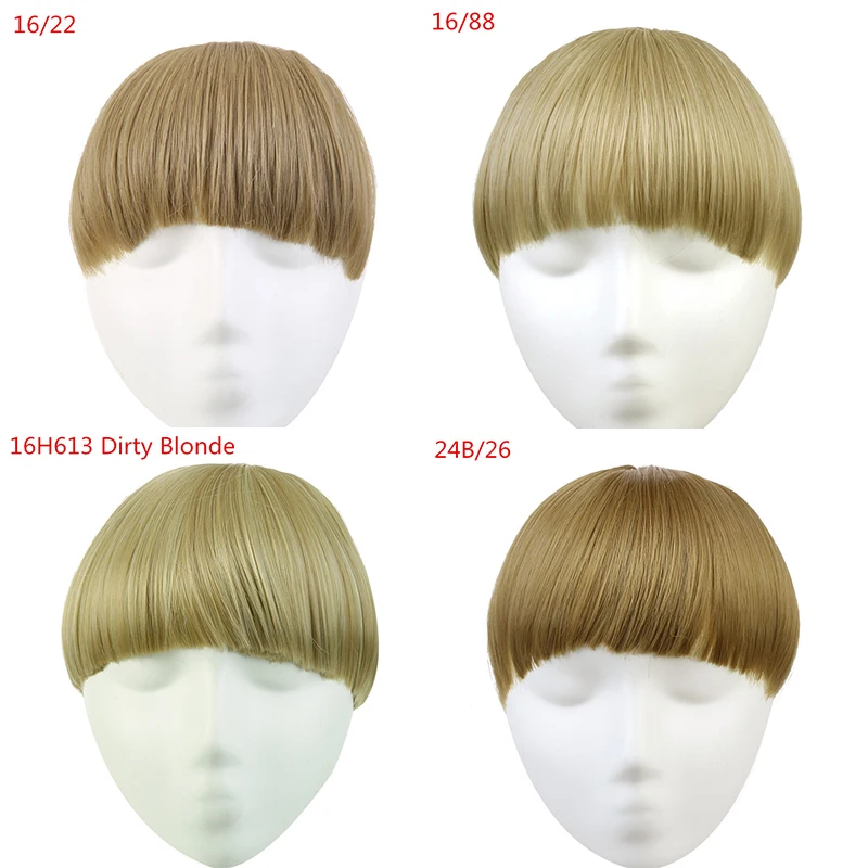 SARLA Synthetic Fake Clip in Bang Hair Extensions Fringe Clip On Blunt Bangs Hairpiece Hair Piece Natural Flase Black Brown B7