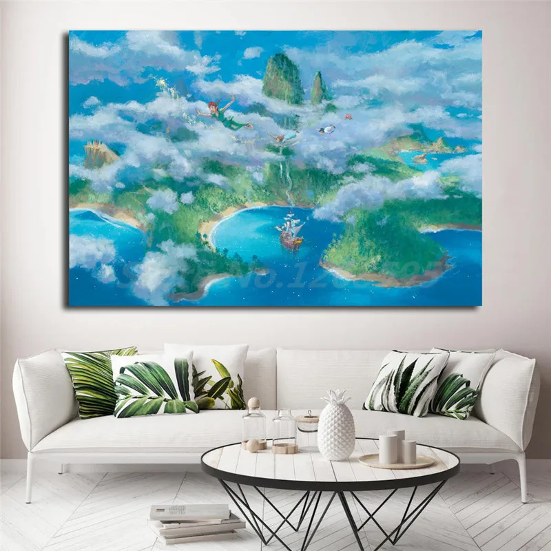 

Peter Pan First Look At Never Land Original HD Canvas Painting Print Living Room Home Decor Modern Wall Art Oil Painting Poster