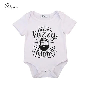 

Fuzzy Daddy Newborn Infant Baby Boy Girl Short Sleeve Cotton Romper Causal Toddler Kids Jumpsuit Outfits Clothes 0-24M