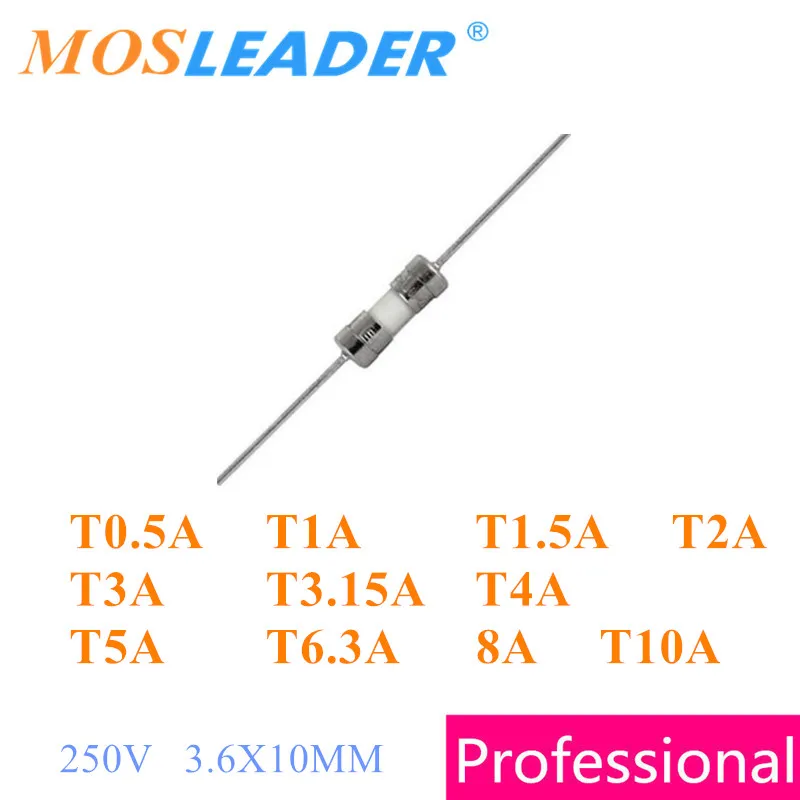 Mosleader 1000 Pcs 3.6X10Mm Tardiness Fusibile Lento Fusibile 250 V T0.5A T1A T1.5A T2A T3A T3.15A T4A T5A T6.3A 8A T10A Piombo Fusibile Di Vetro