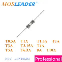 Mosleader 1000 шт 3,6x10 мм опоздания предохранитель медленного предохранителя 250 V T0.5A T1A T1.5A T2A T3A T3.15A T4A T5A T6.3A 8A T10A свинцовое стекло предохранитель