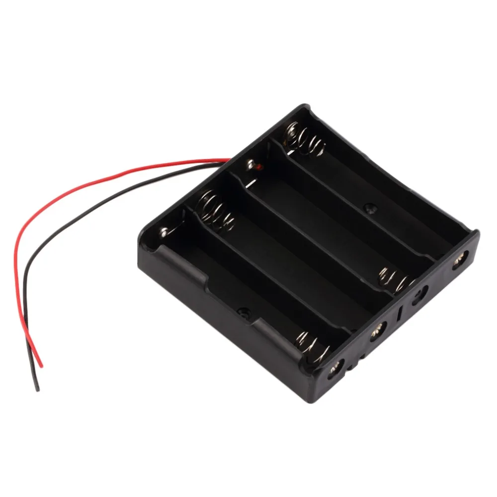 

IN STOCK! Good Quality Plastic Battery Storage Case Box Holder For 4 x 18650 3.7V With Wire Leads Eletronic Digital Black