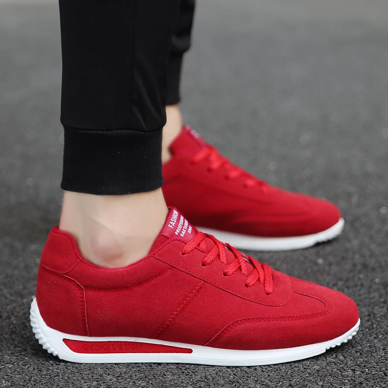 Hemmyi Men Casual Shoes Fashion Comfortable Sneakers Lace-up Man Trainers Red Black Non-slip Scarpe Uomo Sportive