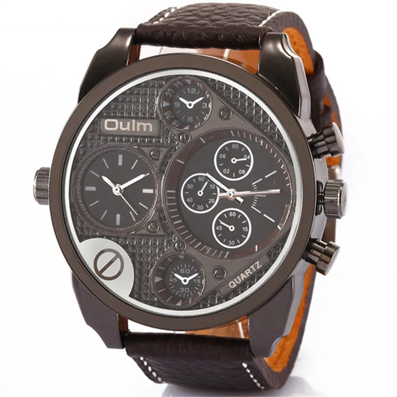 Brand OULM Original Mens Watches for Big Wrist Leather Strap Japan movt