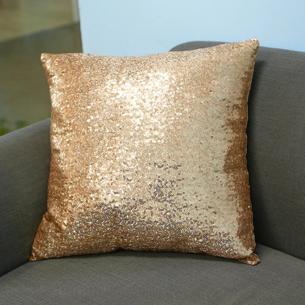 SOLEDI Sequin Beaded Yellow Chemical Fiber Sofa Couch Cushion Pillow