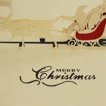 Санта Клаус и Лось 3D лазерная резка pop up бумага ручной работы открытки на заказ поздравительные открытки рождество аксессуары для вечеринки подарок для влюбленных