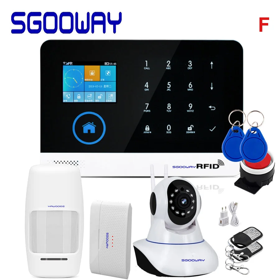 Sgooway завод wifi GSM GPRS беспроводная домашняя охранная сигнализация интегрированная с wifi IP камера