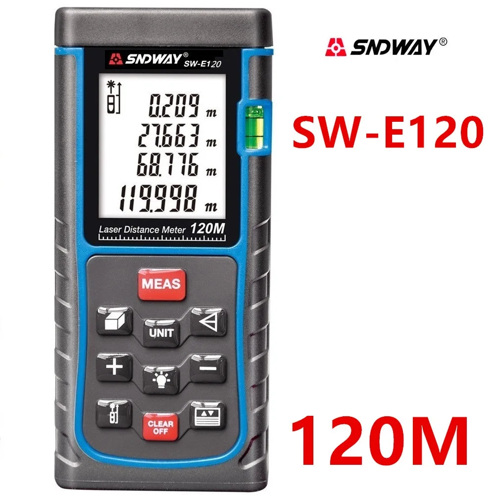 

SNDWAY 120m Digital Laser distance meter Rangefinder Tape measure Disitance/Area/volume M/Ft/in Range finder Ruler Roulette