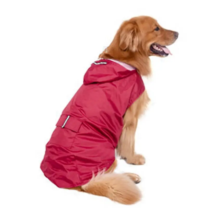 

New Nylon Waterproof Pet Dog Raincoat Jacket Reflective Safety Strip Clothes with Hooded for Large Dogs Dog Coats Clothes
