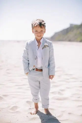 Beige Linen Wedding Suit For Groomsmen Summer Beach Tuxedo