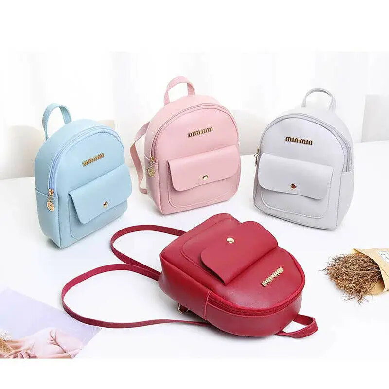 

Leather School Female Cute Girl Backpacks Mini Travel Bag Pouch Case Rucksack
