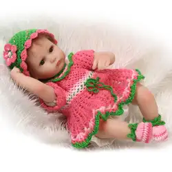42 см реального возрождается младенцы куклы силикона винил конечностей ткани тела ручной крючком платье настоящий ребенок bonecas