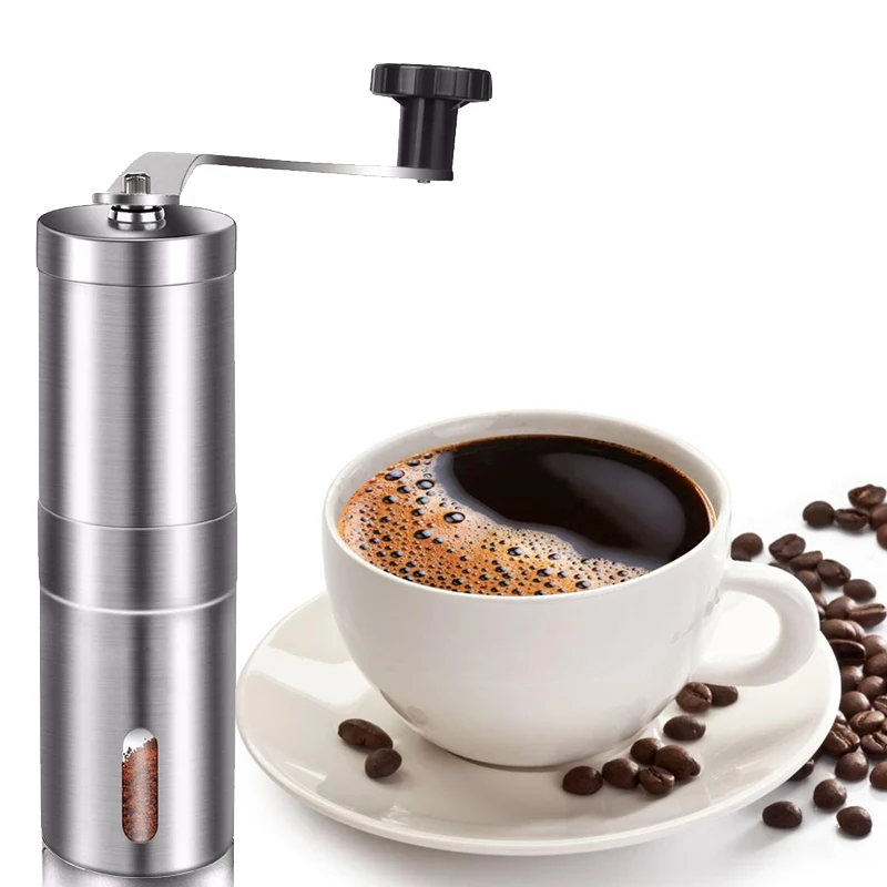 

Manual Coffee Grinder, Stainless Steel Coffee Mill with Adjustable Ceramic Conical Burr, Ideal for Home, Office, Travelling