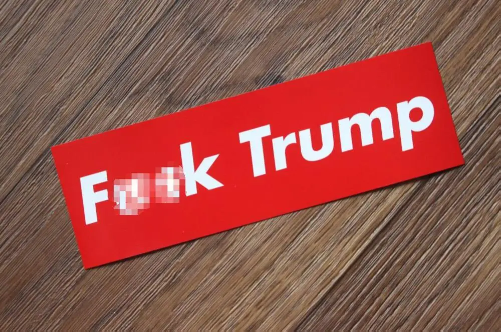 

10pcs 21.6*7cm Red PVC Against Donald Trump sticker toy support world peace laptop sticker decal d21
