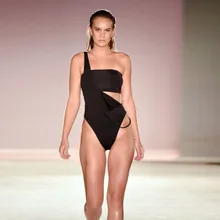 

2018 Black Women Swimwear Sexy Thong Trikini Bodysuit Bandeau One Piece Swimsuit Brazilian Bikini Push Up Bathing Suits