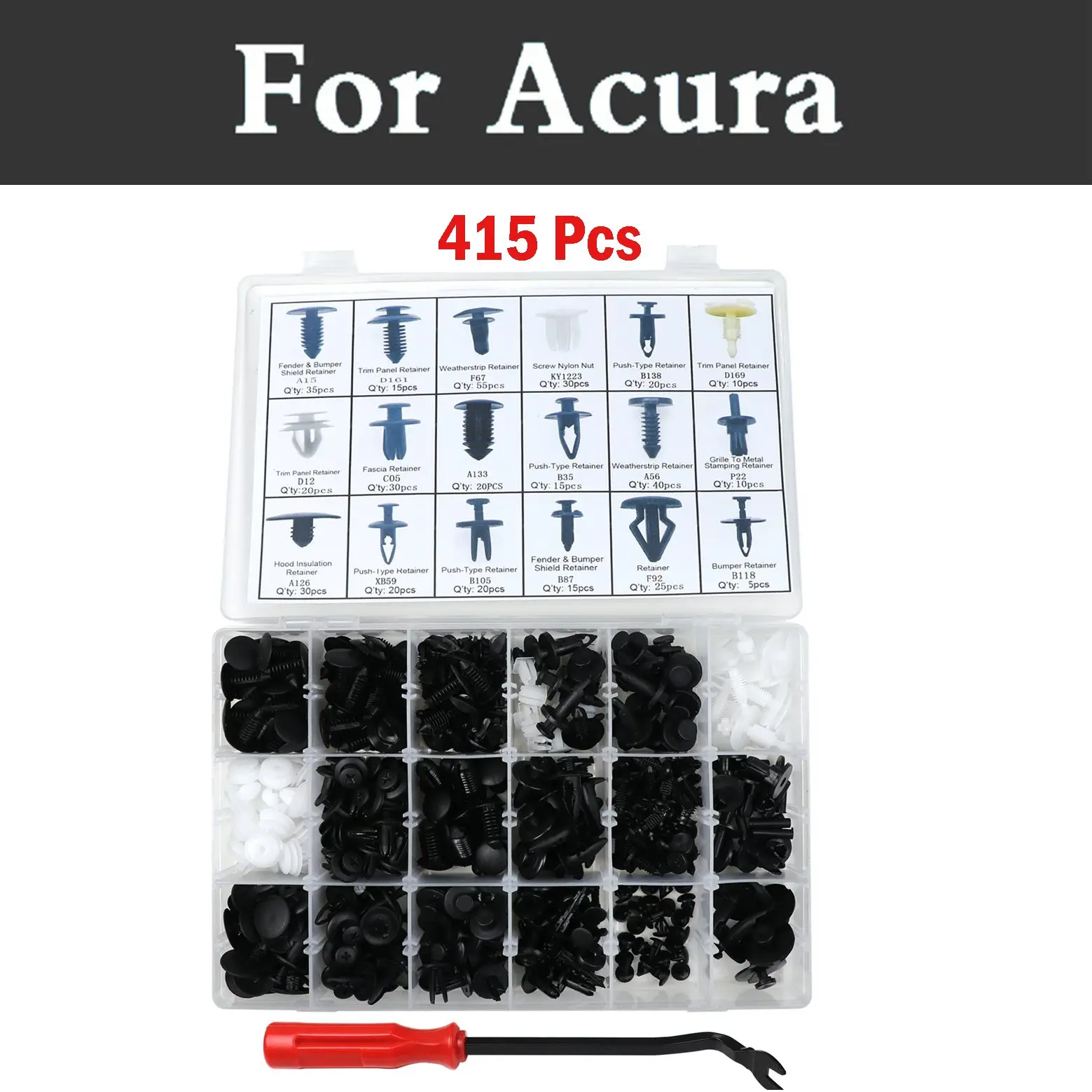 18most Popular Sizes 415pcs Plastic Car Styling Push Retainer Clips Kit