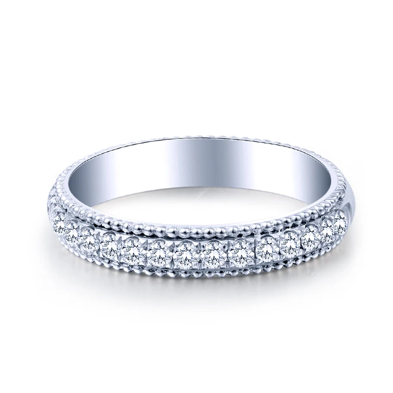 

ZHJIASHUN Classic 14K Gold Moissanite Diamond Wedding Band 585 White Gold 0.18cttw Rings For Women Rings Jewelry