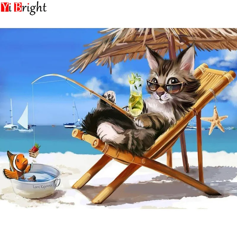 

5D DIY Diamond Painting Cross Stitch Lazy cat Full Square/Round Diamond painting full display Rhinestone Home Decor XY1