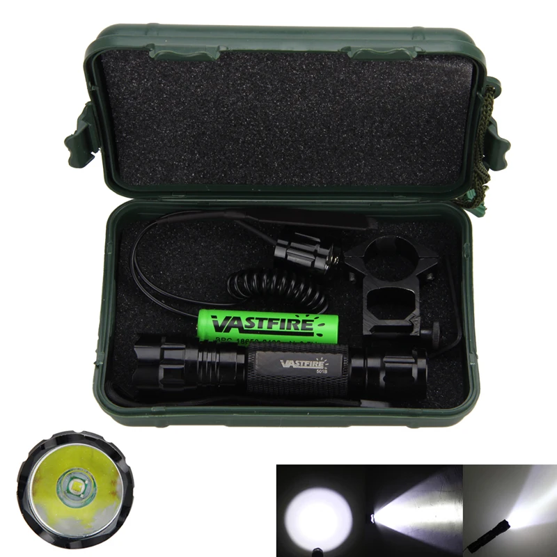 Lanterna + Interruptor de Pressão Tático Caça Rifle Tocha Modo t6 Led Remoto 18650 Bateria 20mm Ferroviário Escopo Montagem Carregador 1 3 led lanterna + interruptor de pressão remoto