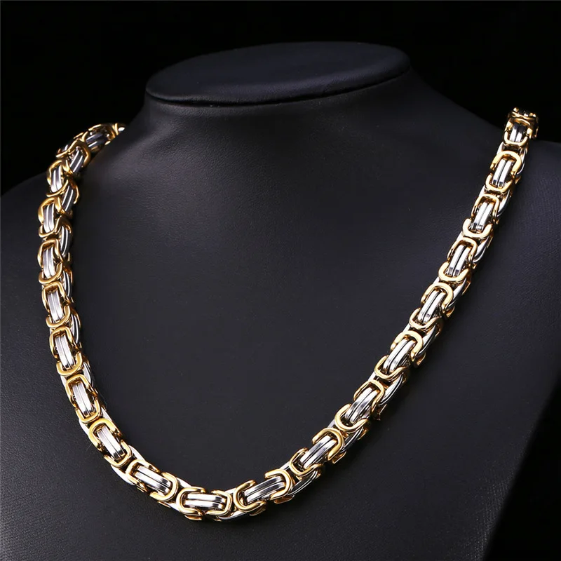 

Kpop Stainless Steel Men Necklaces Double Twisted Chain With '316L' Stamp Gold Color New Punk Bracelets For Men N225