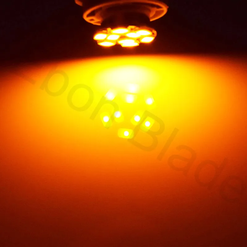 Пара желтый оранжевый 9-SMD 1156 ba15s s25 P21W светодиодный ламп для поворотов освещение Габаритные огни, работающего на постоянном токе 12 В