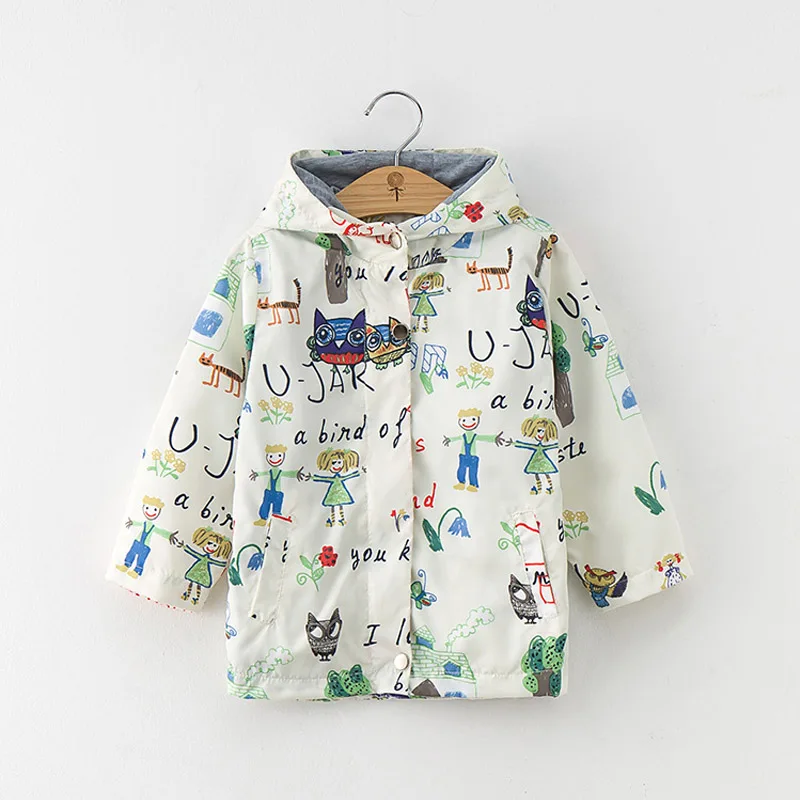 

BOVURRL Baby Boys Jackets Children Hooded Flower Printed Girls Outerwear3-7T Kids Windbreaker Spring Autumn Clothes