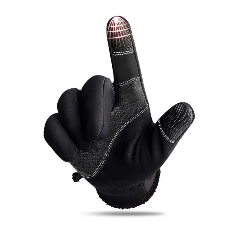 Велосипедные перчатки зимние теплые полный палец велосипедные перчатки сенсорный экран водостойкие молнии Нескользящие лыжные перчатки