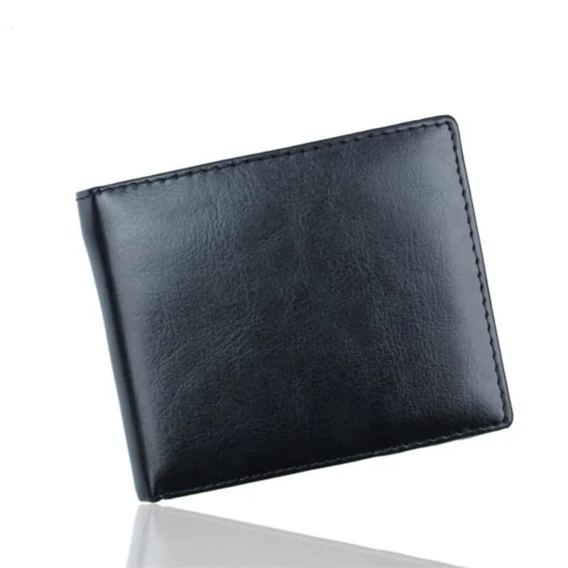 

New Simple Wallet Men Short Wallets Black Bifold Brand PU Leather Card Holder Thin Money Cash Wallet Purse Pockets Wholesale